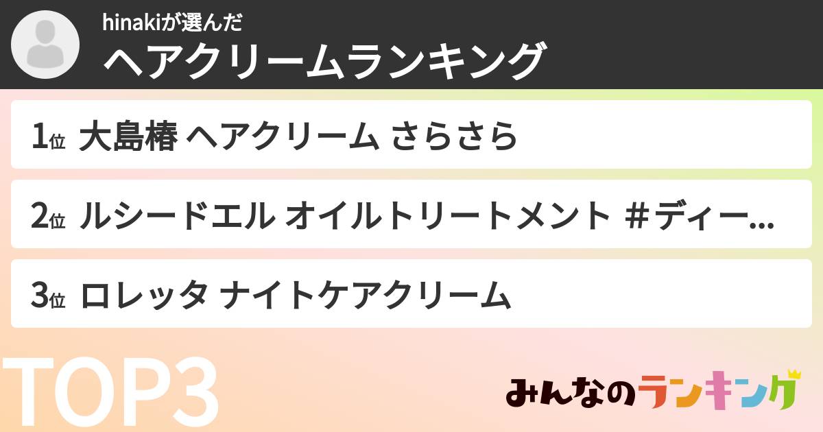 hinakiさんの「ヘアクリームランキング」
