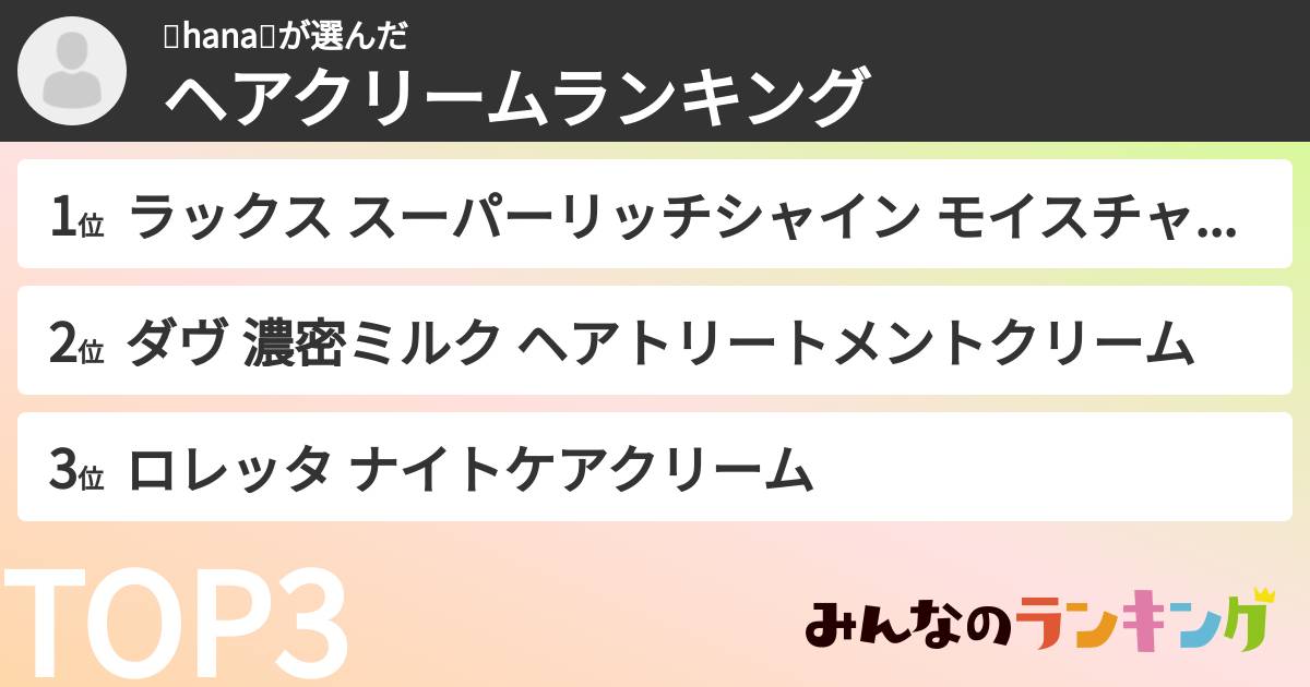 🌸hana🌸さんの「ヘアクリームランキング」