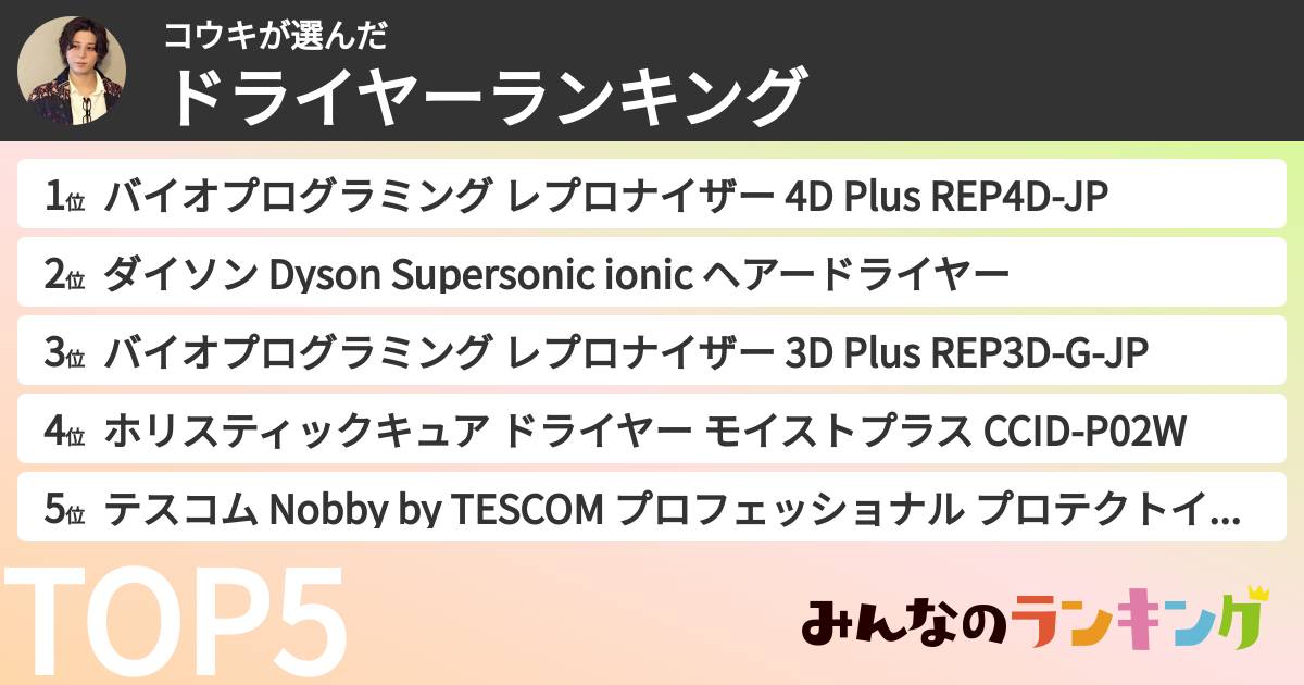 コウキさんの「ドライヤーランキング」