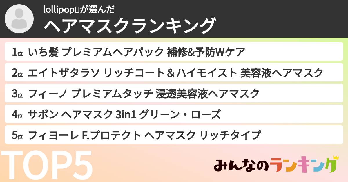 lollipop🍭さんの「ヘアマスクランキング」