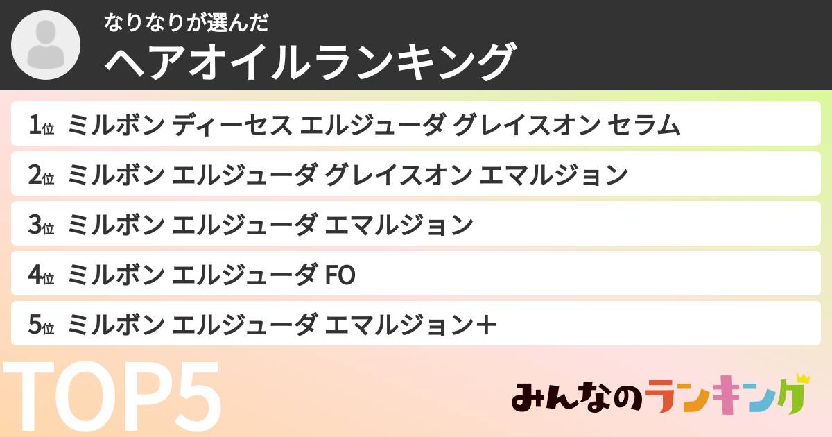 なりなりさんの「ヘアオイルランキング」