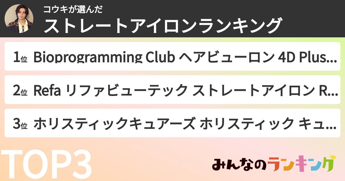 コウキさんの「ストレートアイロンランキング」