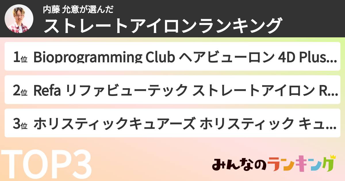 内藤 允意さんの「ストレートアイロンランキング」