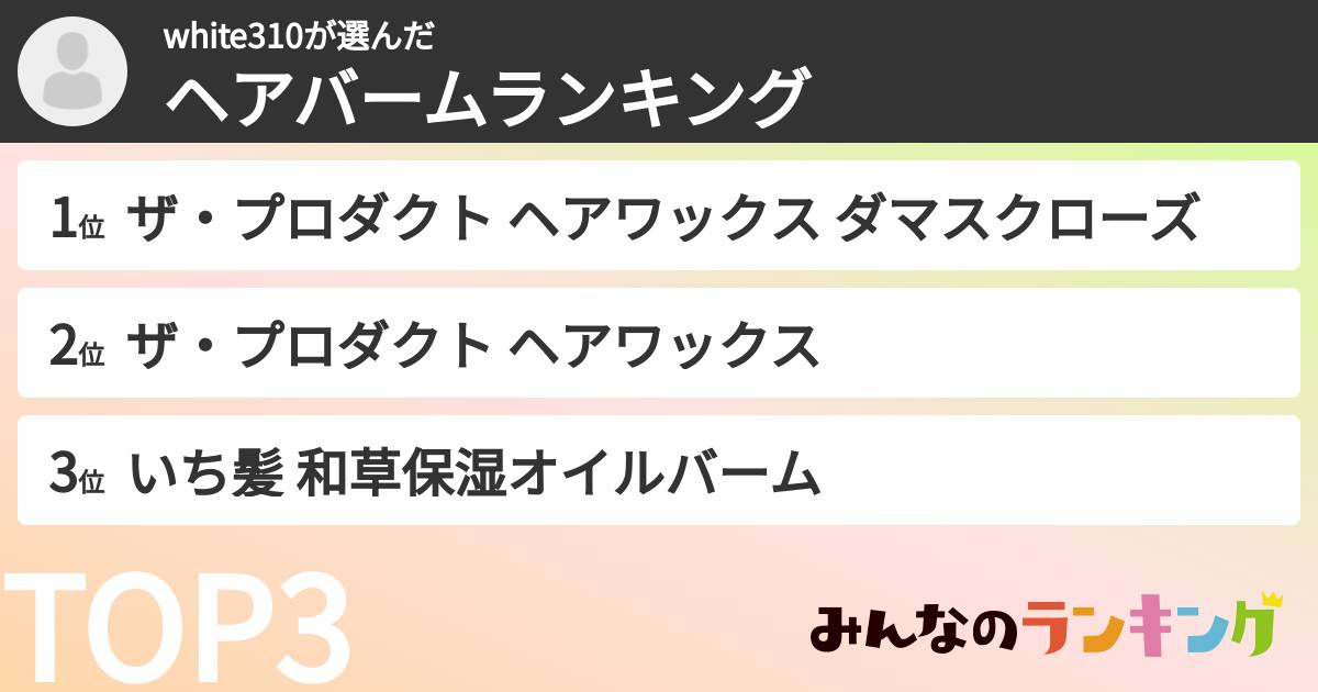 white310さんの「ヘアバームランキング」