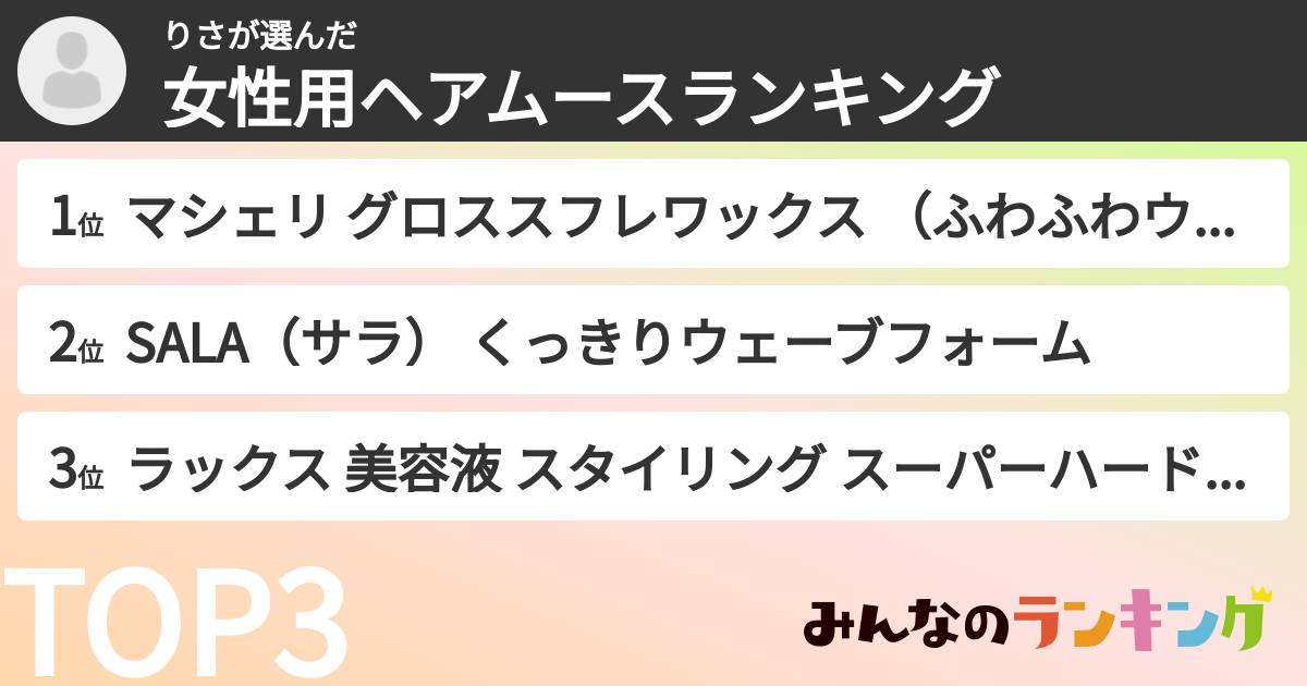 りささんの「女性用ヘアムースランキング」