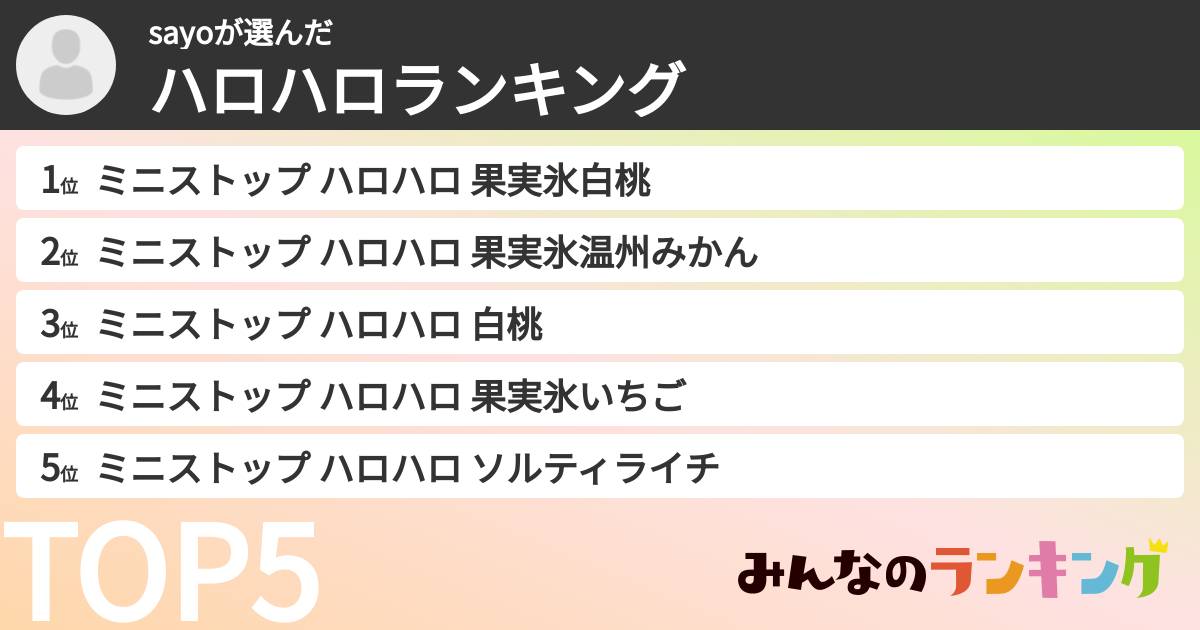 sayoさんの「ハロハロランキング」
