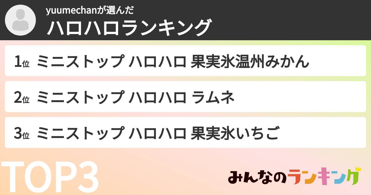 yuumechanさんの「ハロハロランキング」
