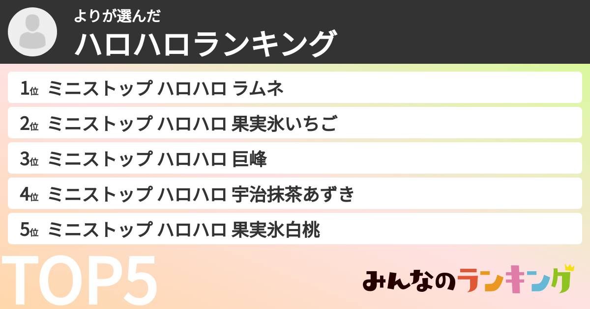 よりさんの「ハロハロランキング」