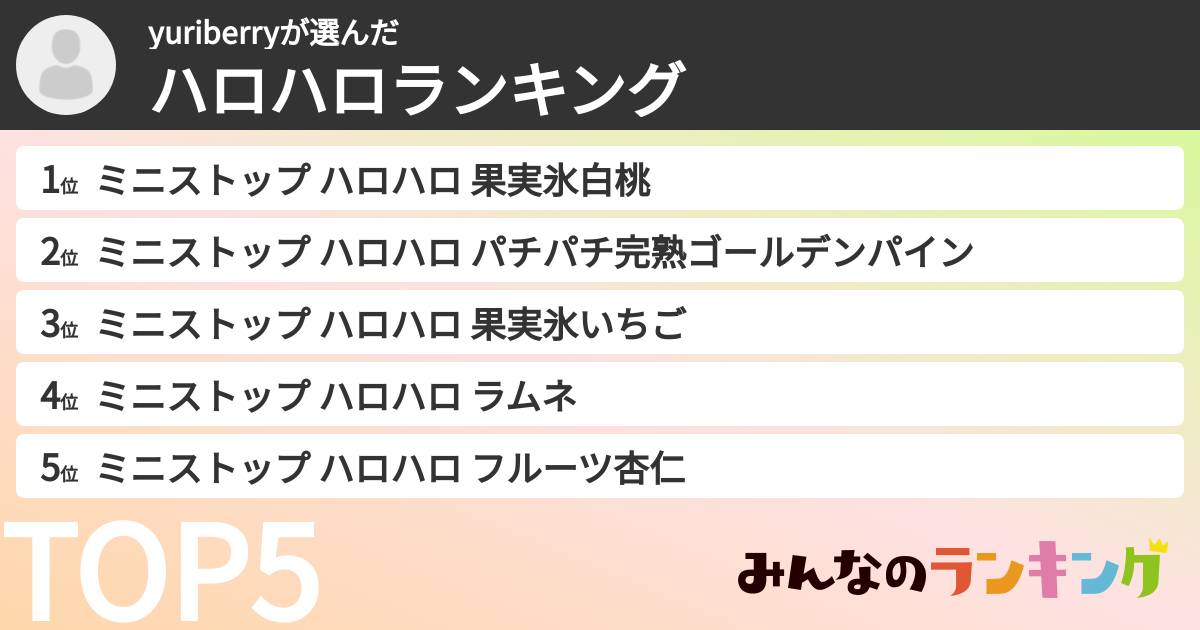 yuriberryさんの「ハロハロランキング」
