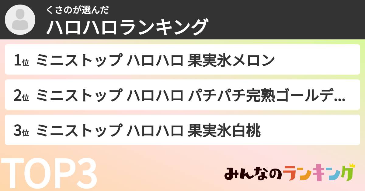 くさのさんの「ハロハロランキング」