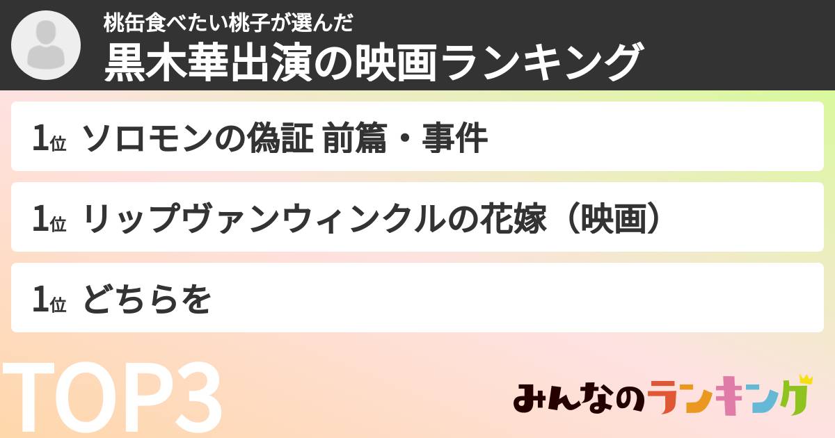 桃缶食べたい桃子さんの「黒木華出演の映画ランキング」