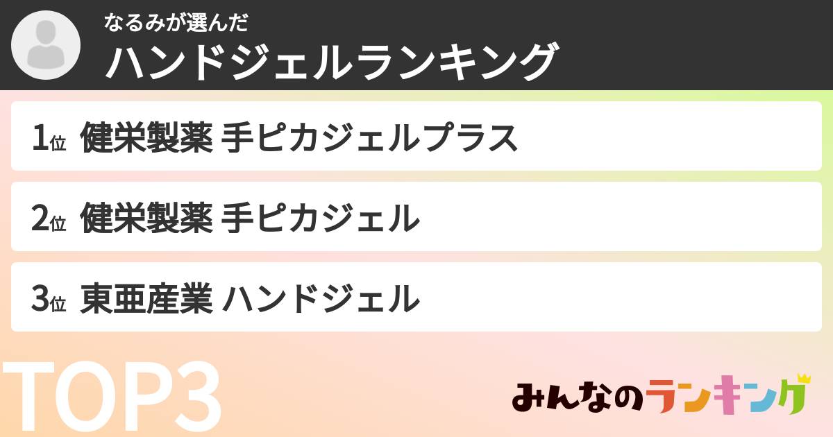 なるみさんの「ハンドジェルランキング」