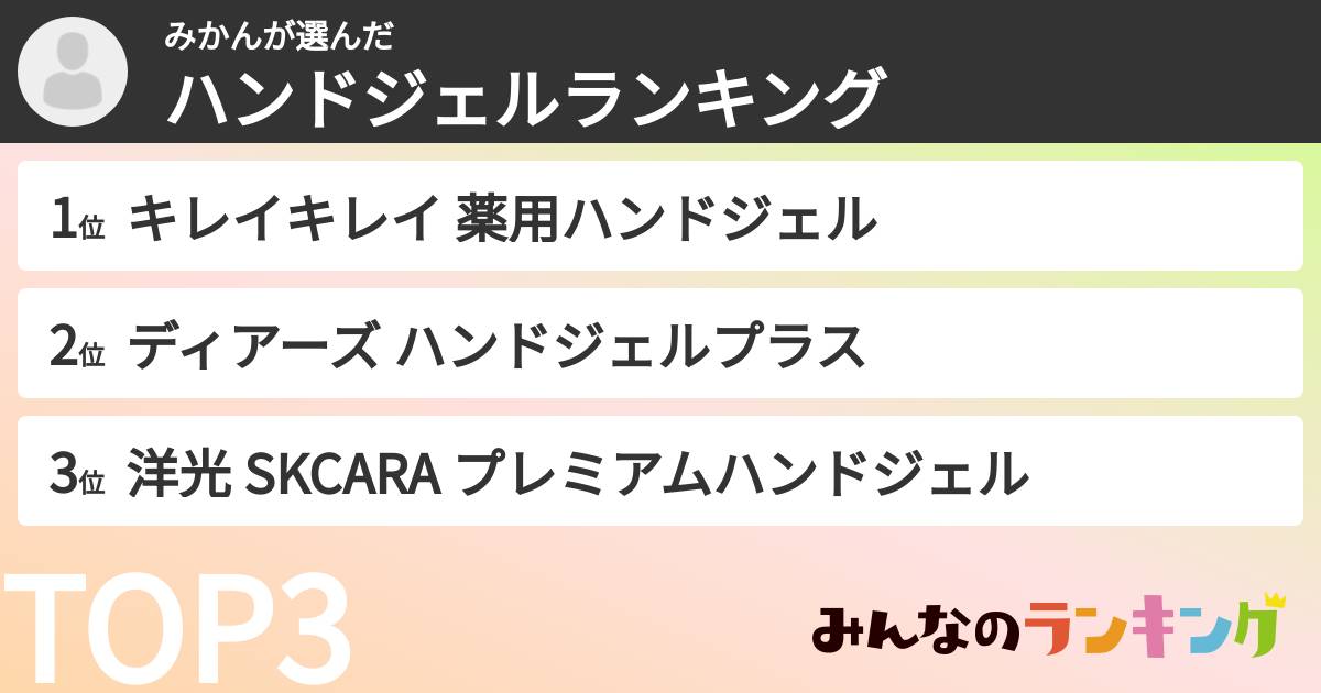 みかんさんの「ハンドジェルランキング」