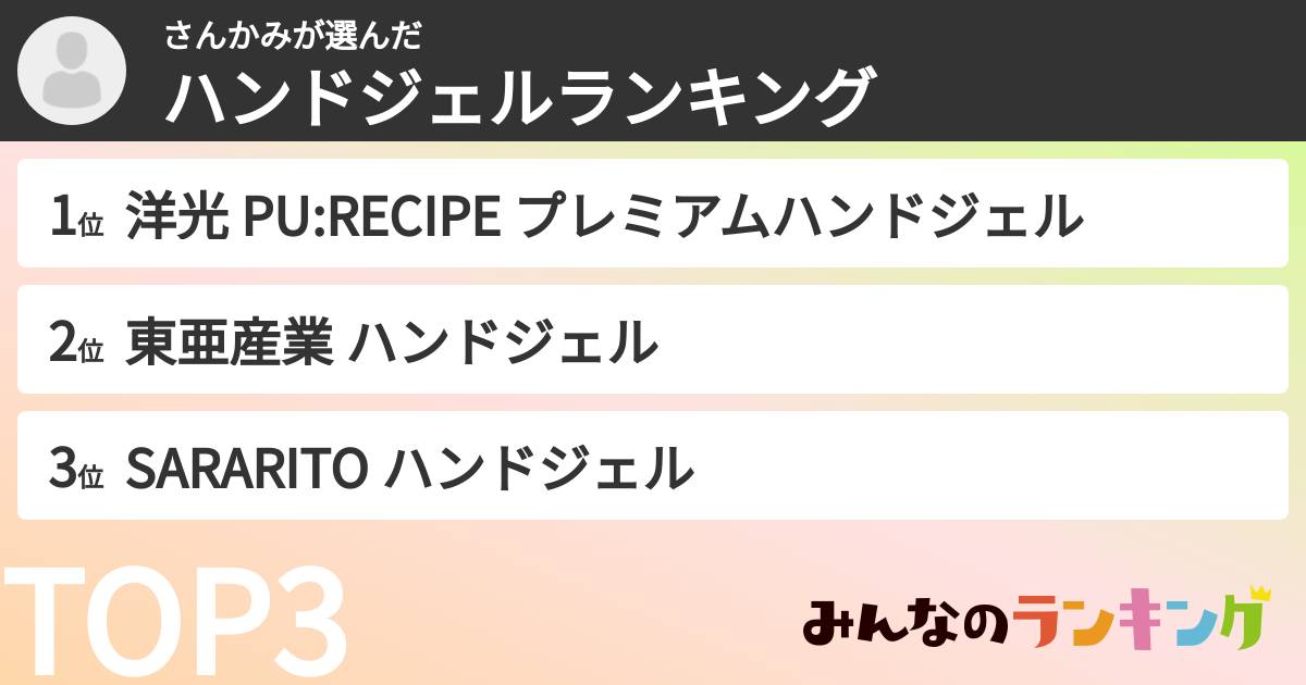 さんかみさんの「ハンドジェルランキング」