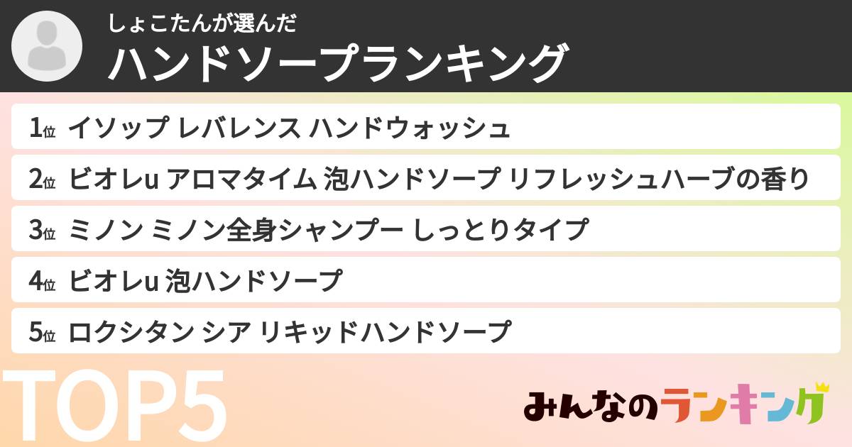 しょこたんさんの「ハンドソープランキング」