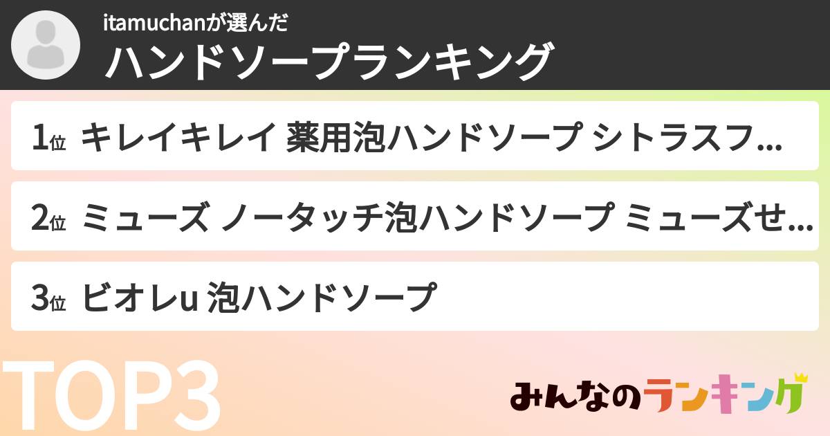 itamuchanさんの「ハンドソープランキング」