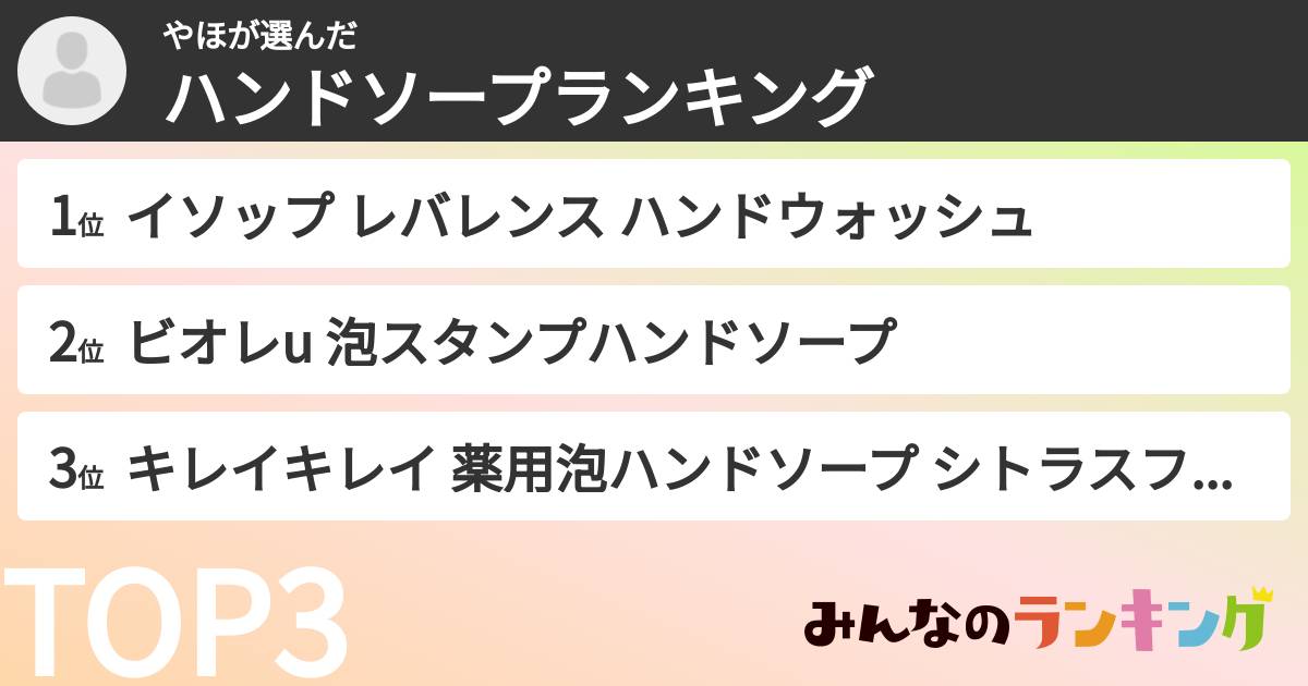 やほさんの「ハンドソープランキング」