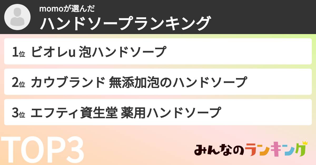 momoさんの「ハンドソープランキング」