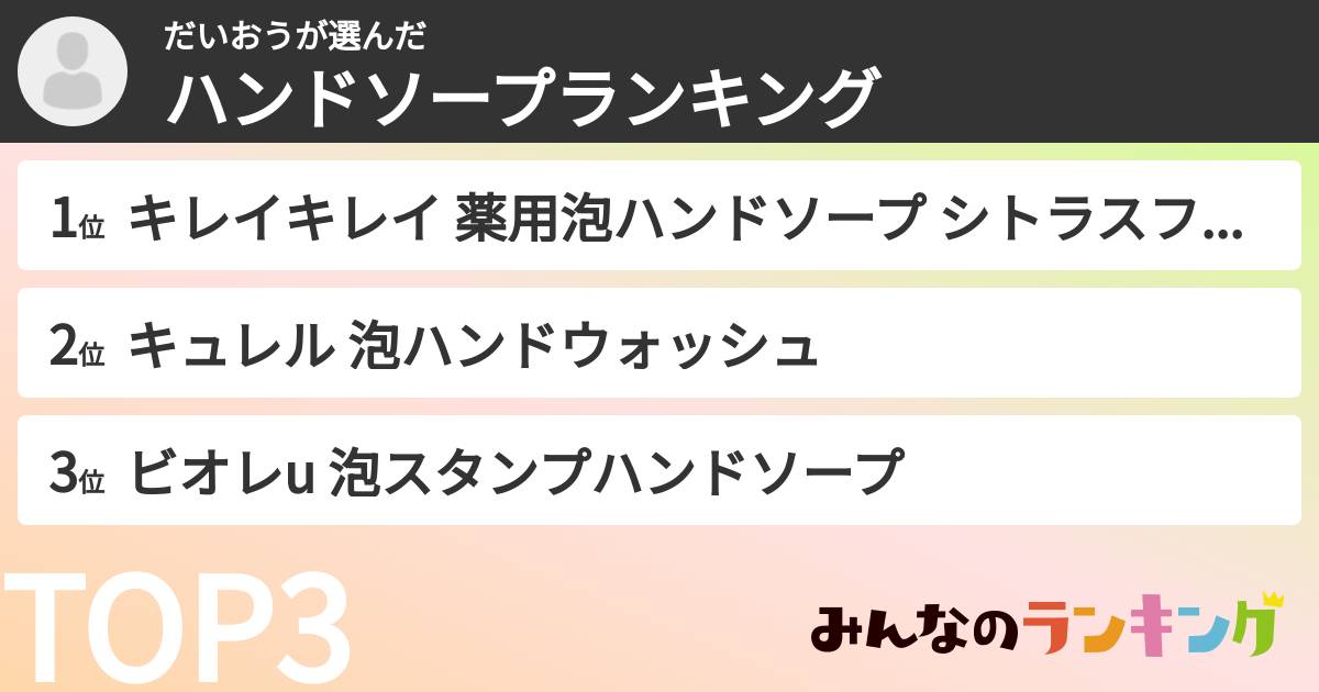 だいおうさんの「ハンドソープランキング」