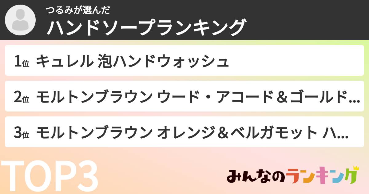 つるみさんの「ハンドソープランキング」
