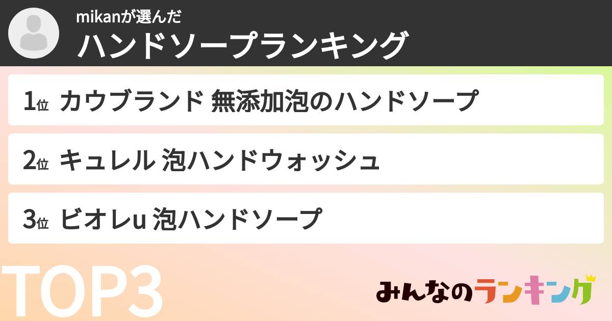mikanさんの「ハンドソープランキング」