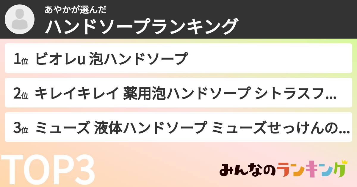 あやかさんの「ハンドソープランキング」