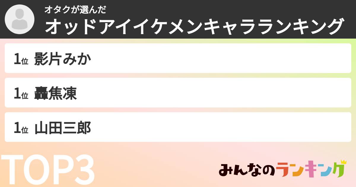 オタクさんの「オッドアイイケメンキャラランキング」