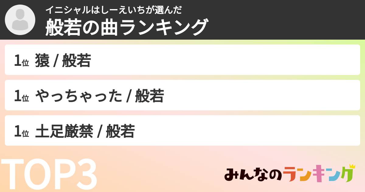 イニシャルはしーえいちさんの「般若の曲ランキング」