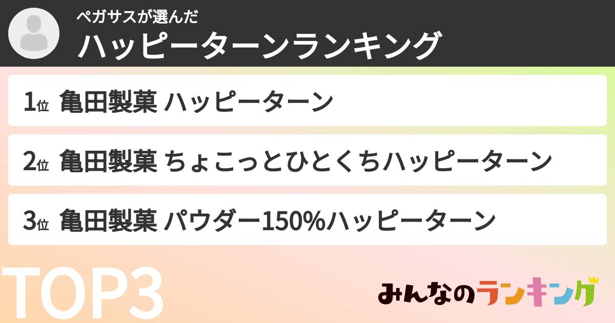ペガサスさんの「ハッピーターンランキング」
