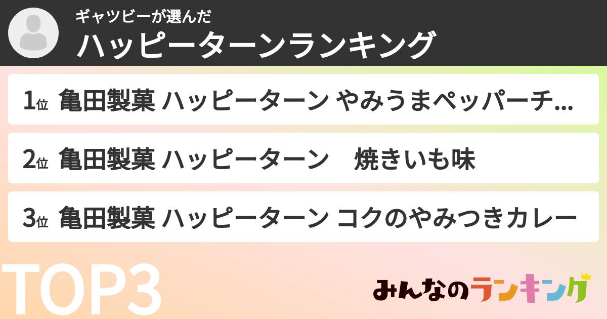 ギャツビーさんの「ハッピーターンランキング」