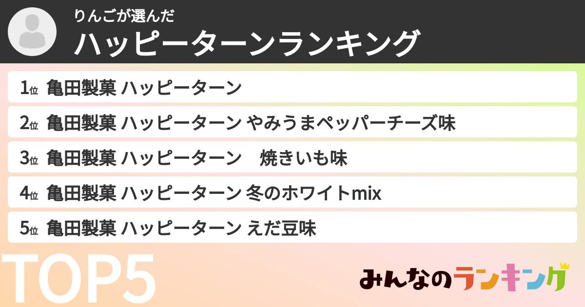 りんごさんの「ハッピーターンランキング」