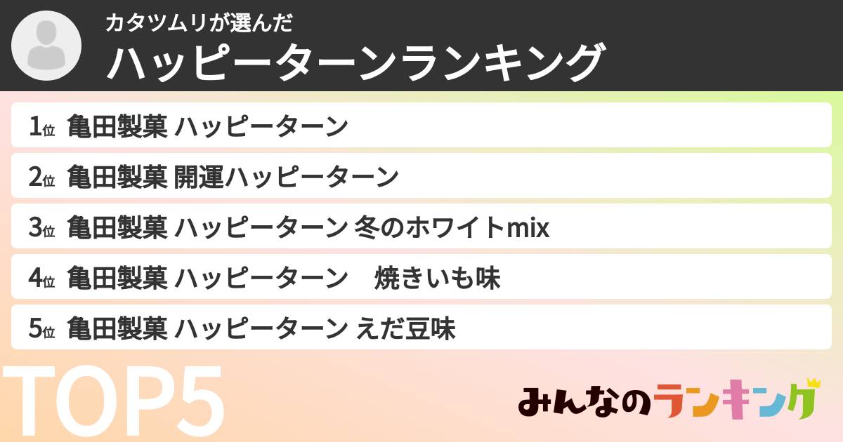 カタツムリさんの「ハッピーターンランキング」