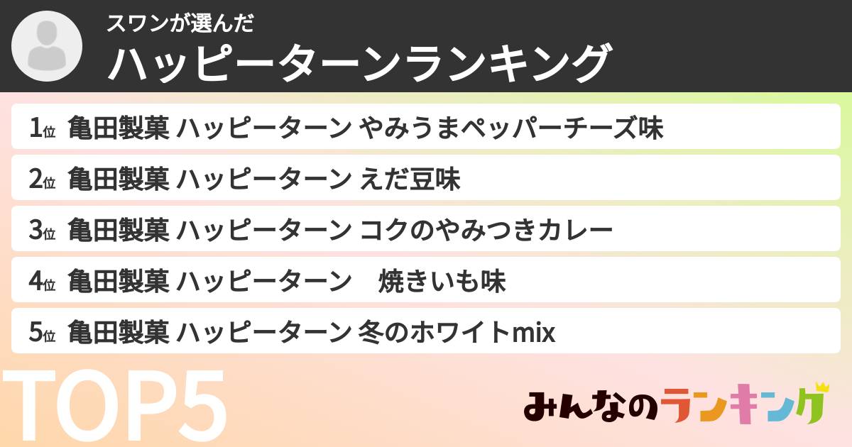 スワンさんの「ハッピーターンランキング」