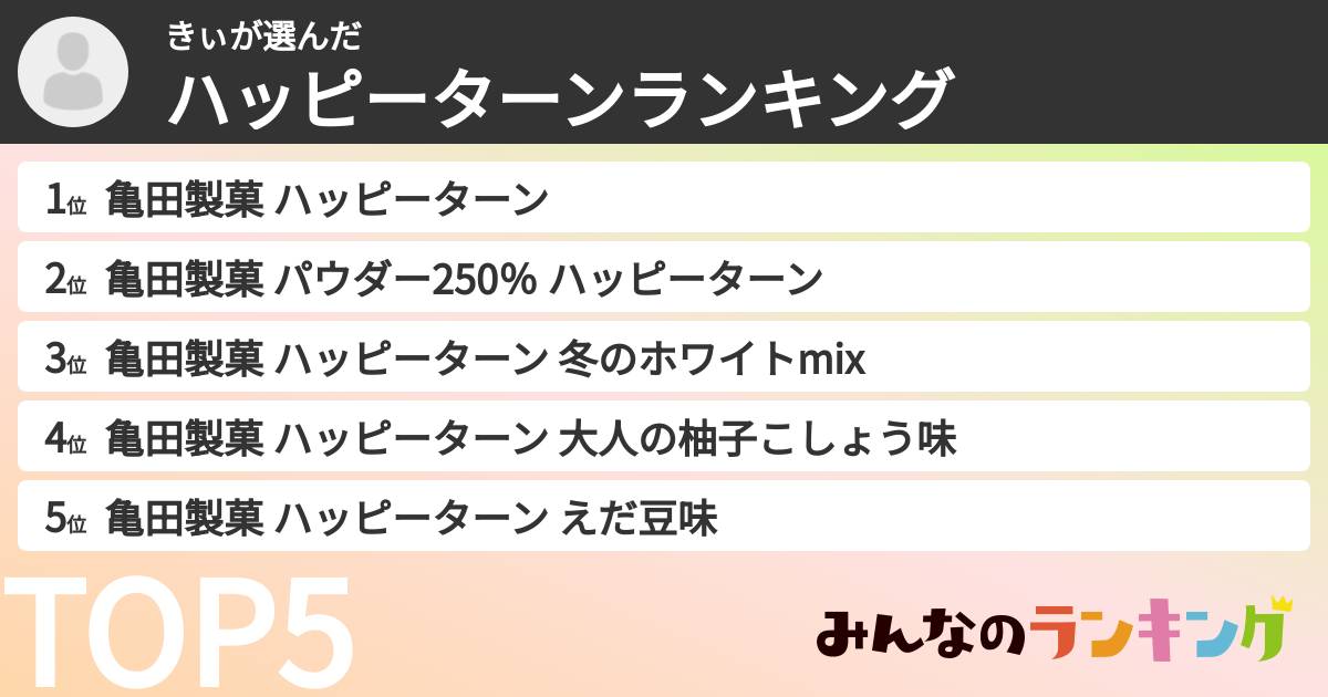 きぃさんの「ハッピーターンランキング」