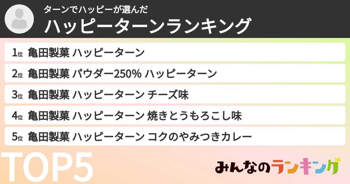 ターンでハッピーさんの「ハッピーターンランキング」
