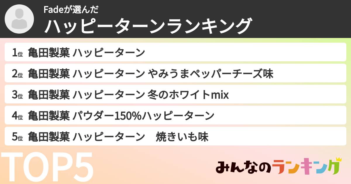 Fadeさんの「ハッピーターンランキング」
