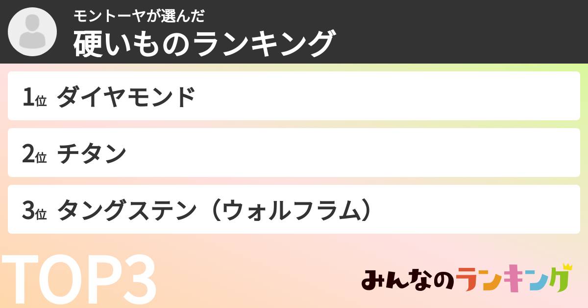 モントーヤさんの「硬いものランキング」