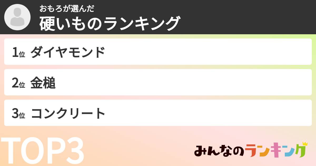 おもろさんの「硬いものランキング」
