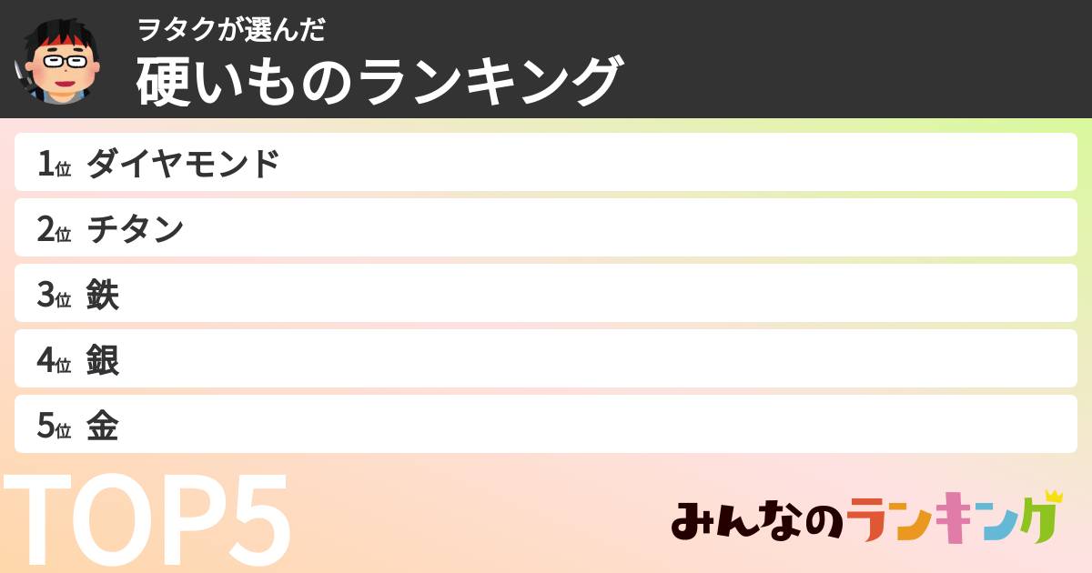ヲタクさんの「硬いものランキング」