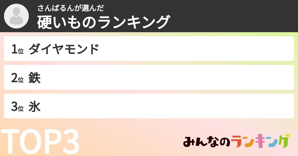 さんばるんさんの「硬いものランキング」
