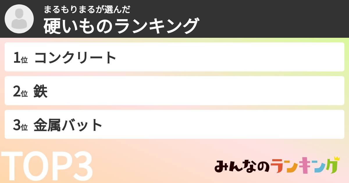 まるもりまるさんの「硬いものランキング」