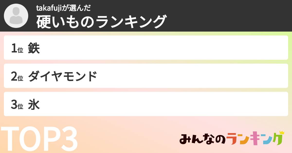 takafujiさんの「硬いものランキング」