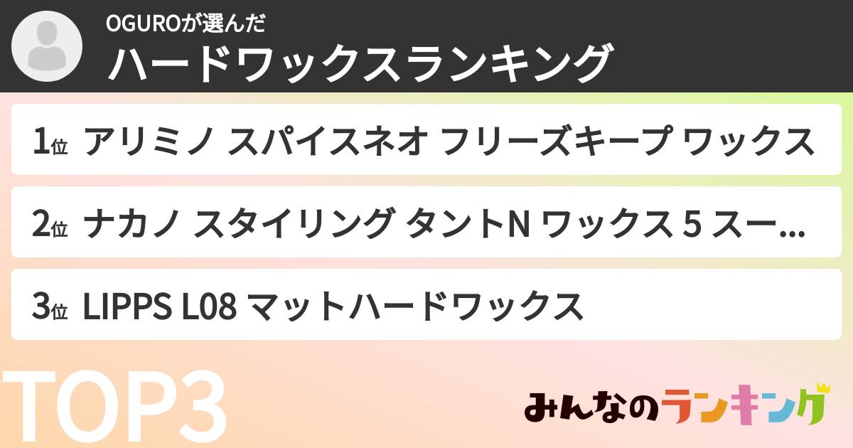 OGUROさんの「ハードワックスランキング」