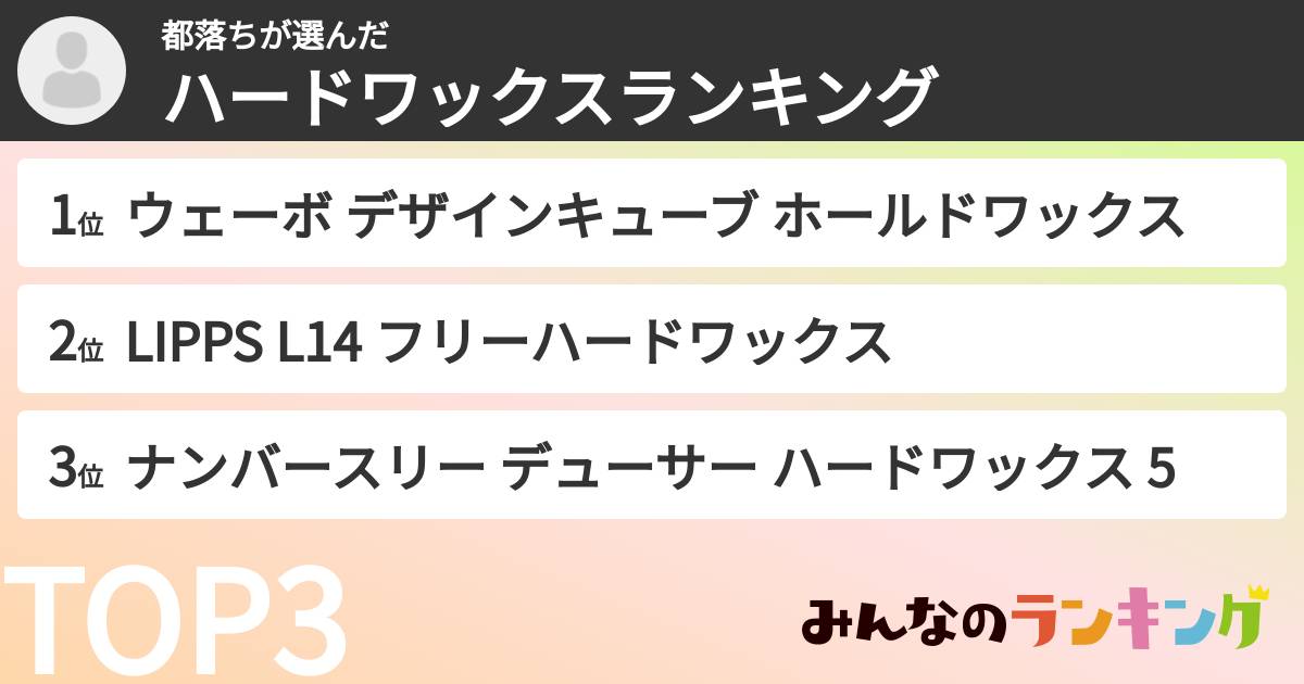 都落ちさんの「ハードワックスランキング」