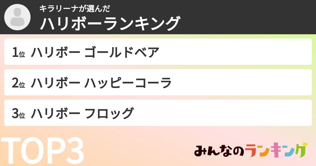 キラリーナさんの「ハリボーランキング」