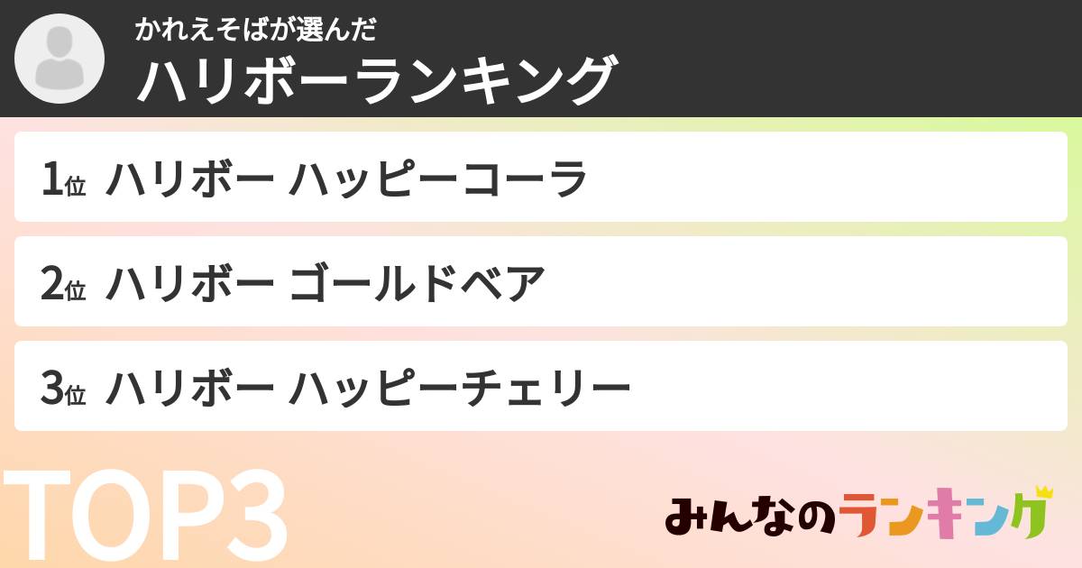 かれえそばさんの「ハリボーランキング」