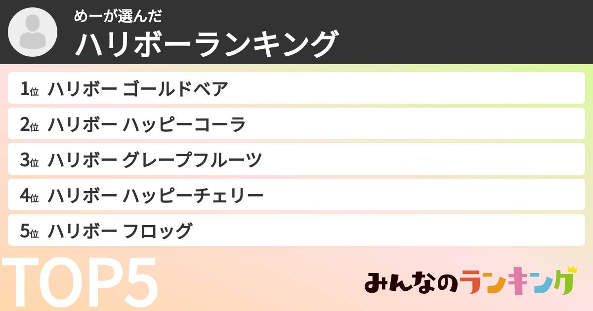 めーさんの「ハリボーランキング」