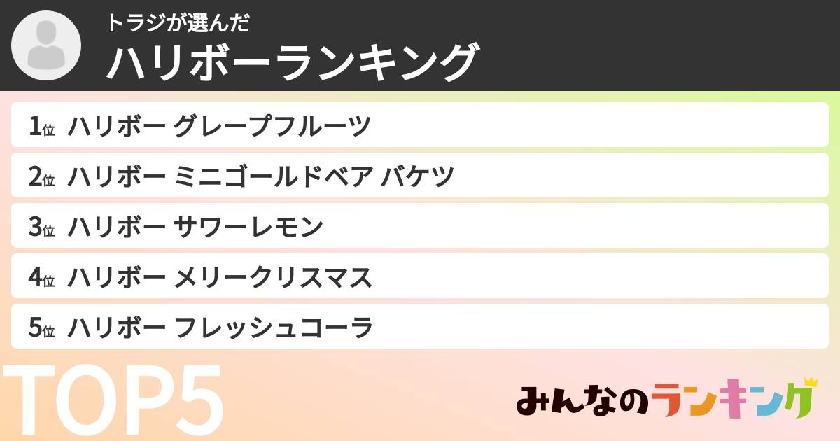 トラジさんの「ハリボーランキング」