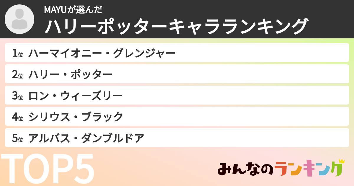 MAYUさんの「ハリーポッターキャラランキング」