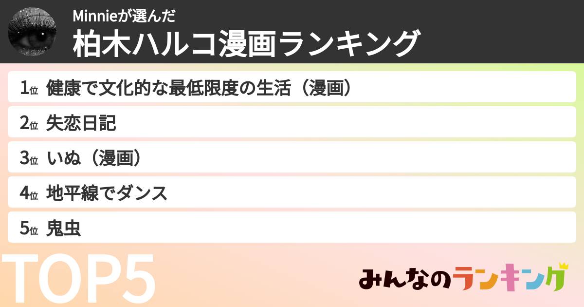 Minnieさんの「柏木ハルコ漫画ランキング」